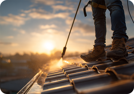 Eco-friendly roof cleaning solutions.